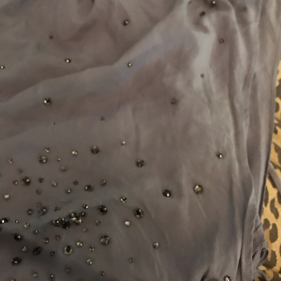 Robert Rodriquez size small lilac sheer lined one shoulder top embellished - Picture 7 of 15